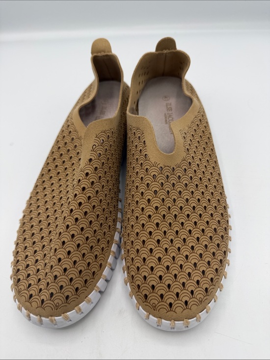 Ilse Jacobsen Shoes - Ilse Jacobsen Tan Scalloped Perforated Slip-Ons